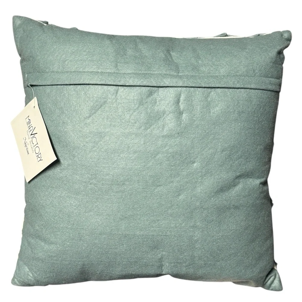 NEW Nourison Mina Slate Blue Wool Felt Textured Throw Pillow‎ 12x12